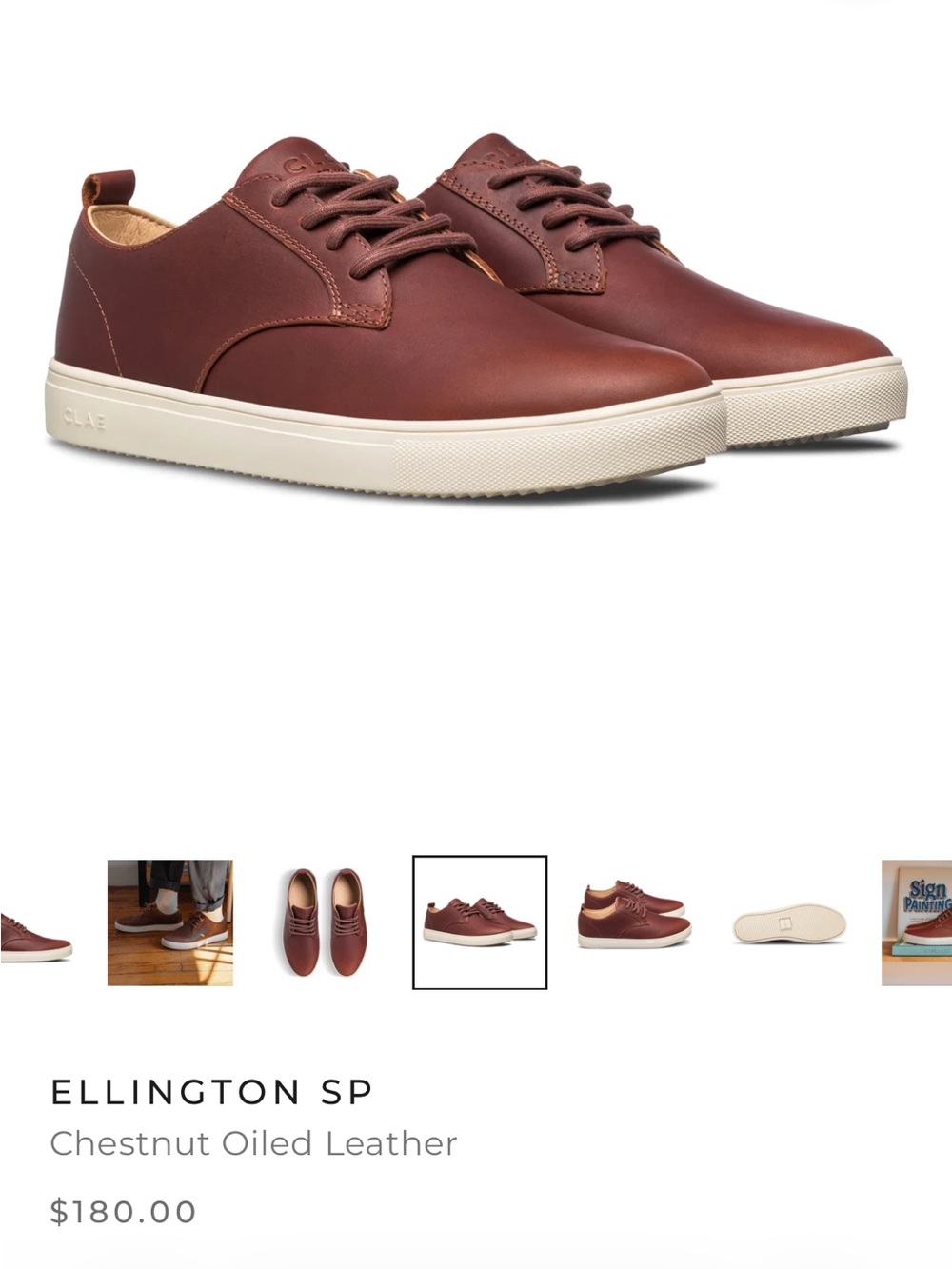 Clae Ellington SP Leather Sneakers — Brown with Cream Sole